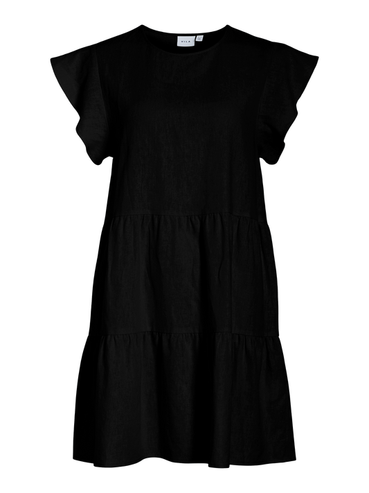 VISUMMER Linen Short Dress - Black