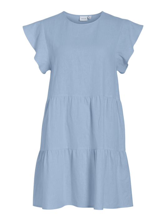 VISUMMER Linen Short Dress - Kentucky Blue